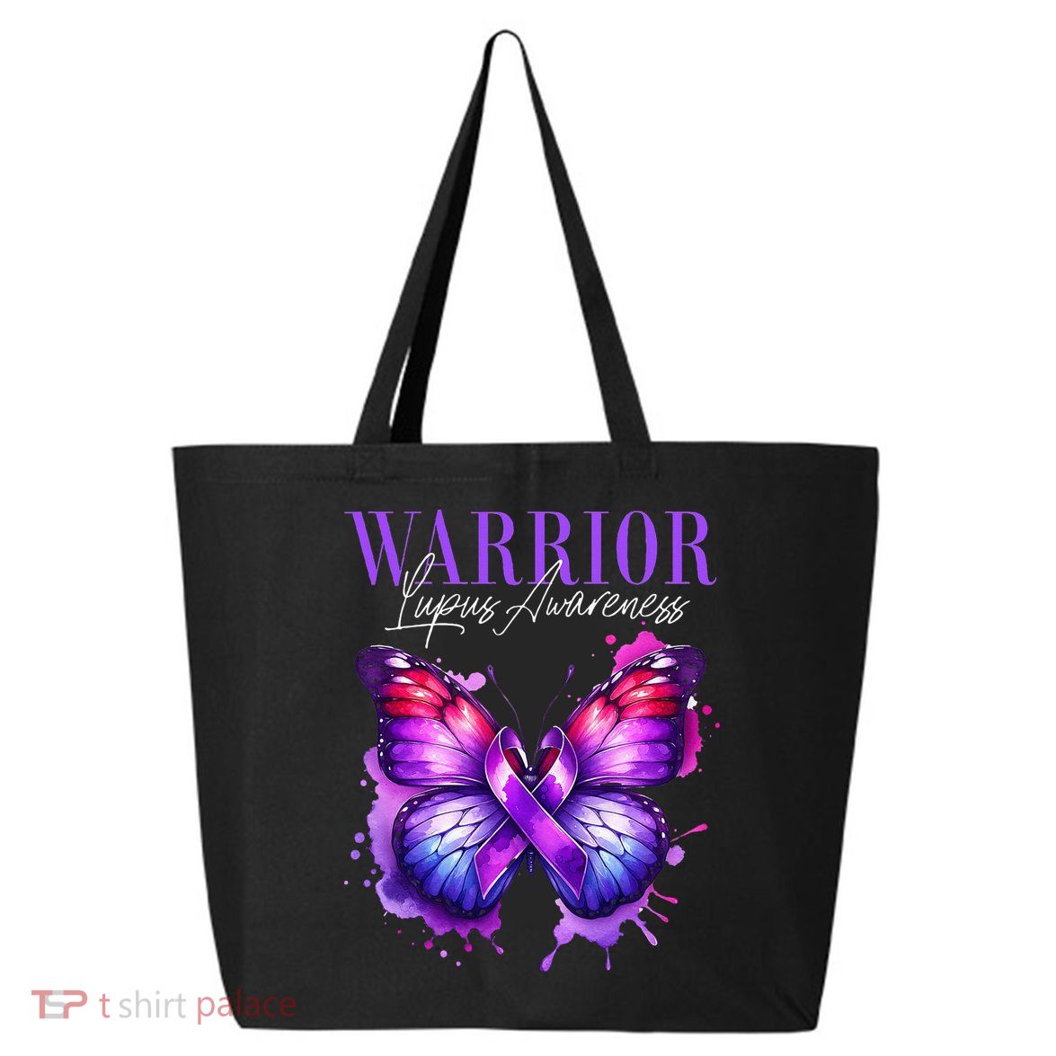 Lupus Awareness Warrior Survivor Purple Butterflies 25L Jumbo Tote