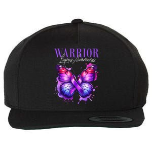 Lupus Awareness Warrior Survivor Purple Butterflies Wool Snapback Cap