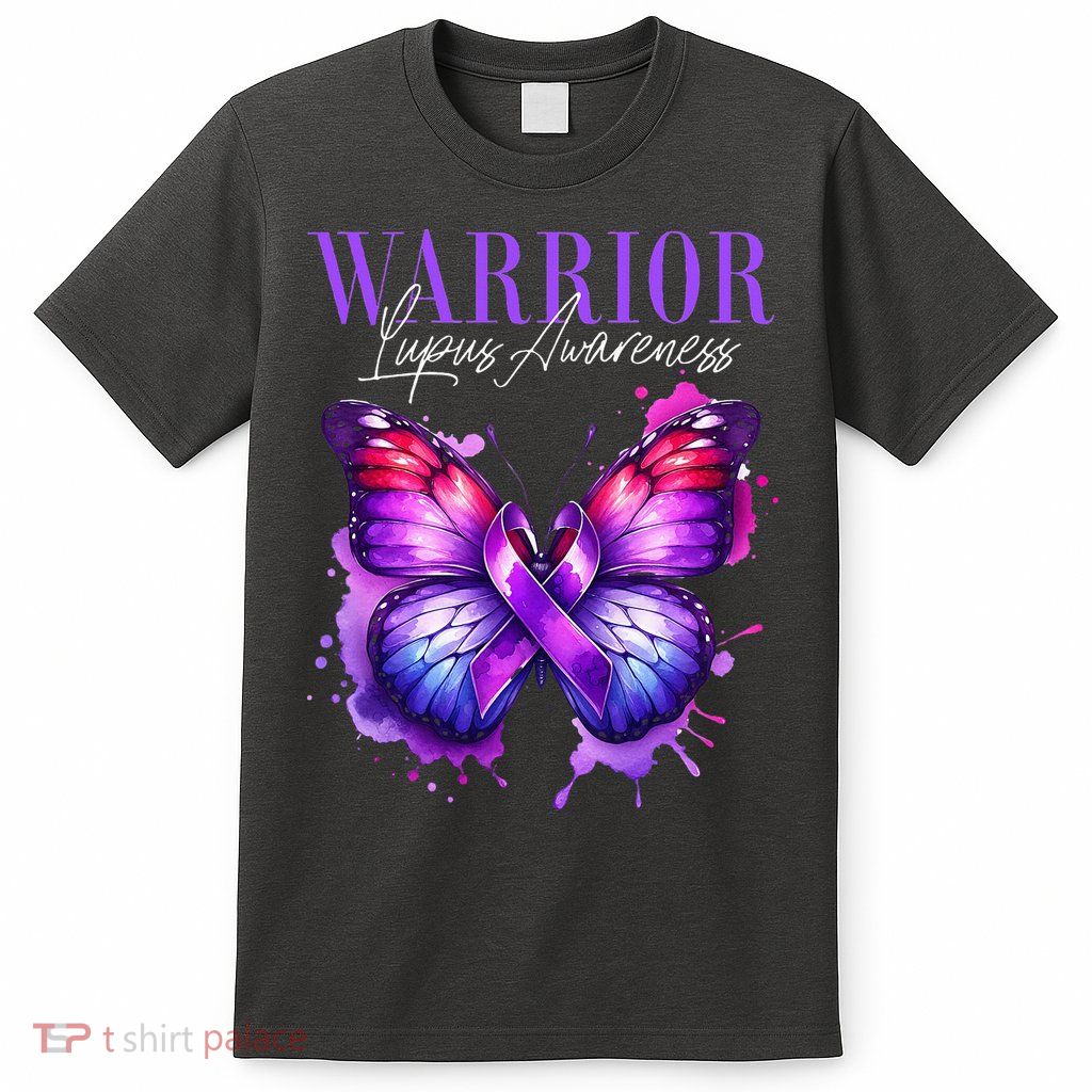 Lupus Awareness Warrior Survivor Purple Butterflies T-Shirt