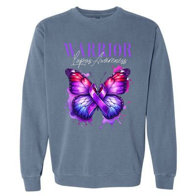 Lupus Awareness Warrior Survivor Purple Butterflies Garment-Dyed Sweatshirt