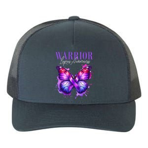 Lupus Awareness Warrior Survivor Purple Butterflies Yupoong Adult 5-Panel Trucker Hat