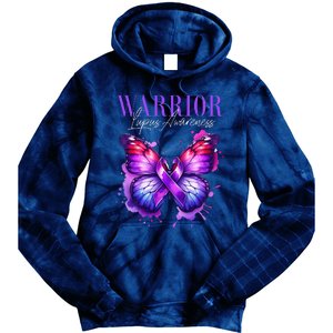 Lupus Awareness Warrior Survivor Purple Butterflies Tie Dye Hoodie