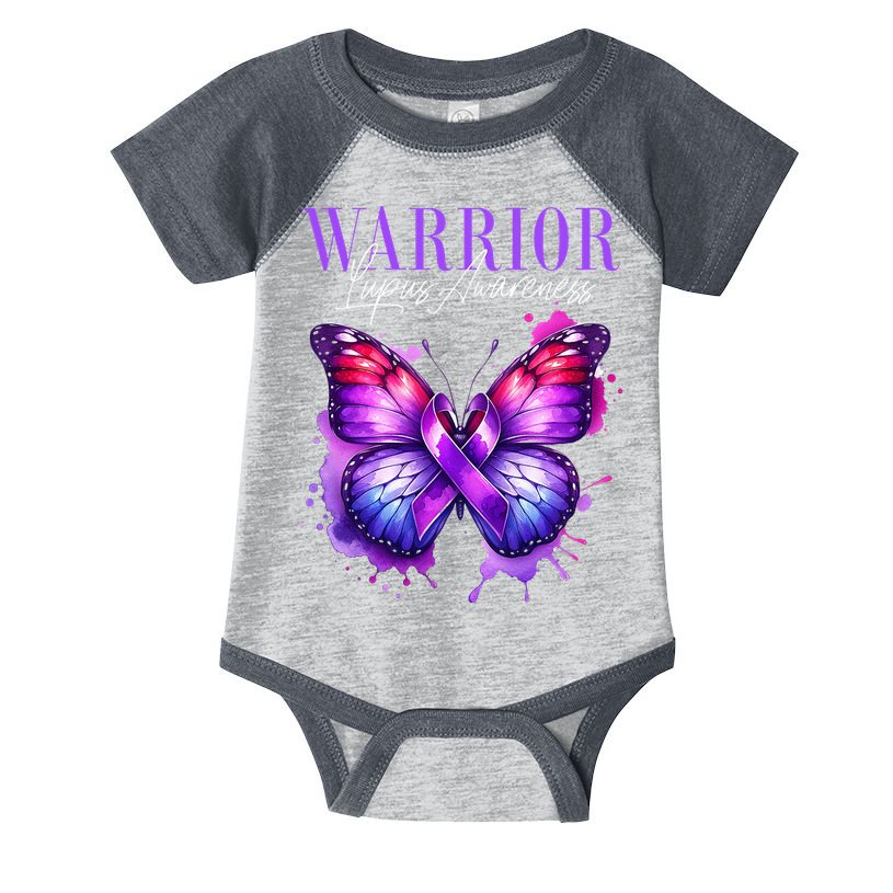 Lupus Awareness Warrior Survivor Purple Butterflies Infant Baby Jersey Bodysuit