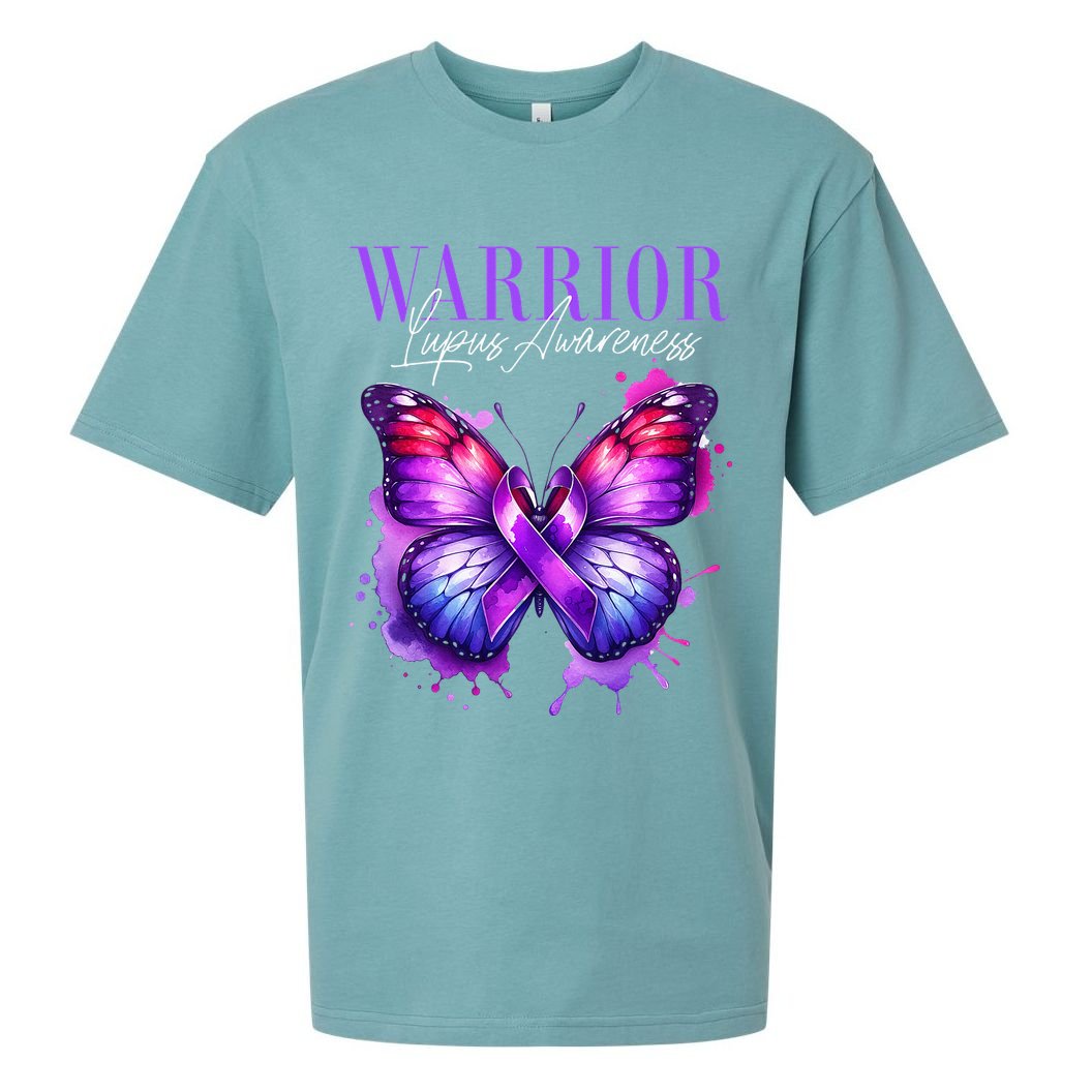 Lupus Awareness Warrior Survivor Purple Butterflies Sueded Cloud Jersey T-Shirt