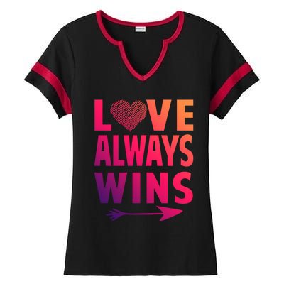 Love Always Wins Inspirational Pride Month Quotes Meaningful Gift Ladies Halftime Notch Neck Tee