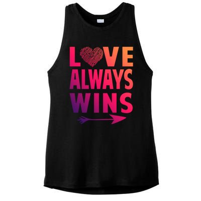 Love Always Wins Inspirational Pride Month Quotes Meaningful Gift Ladies PosiCharge Tri-Blend Wicking Tank