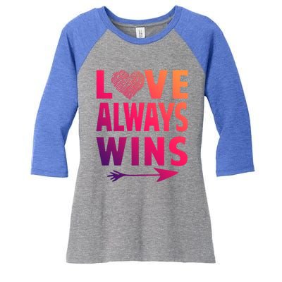 Love Always Wins Inspirational Pride Month Quotes Meaningful Gift Women's Tri-Blend 3/4-Sleeve Raglan Shirt