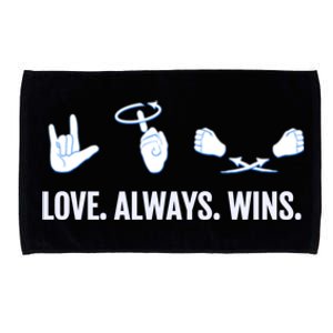 Love Always Wins Asl Deaf Awareness Sign Language Cute Gift Microfiber Hand Towel