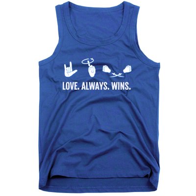 Love Always Wins Asl Deaf Awareness Sign Language Cute Gift Tank Top