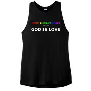 Love Always Wins Because God Is Love Gift Ladies PosiCharge Tri-Blend Wicking Tank