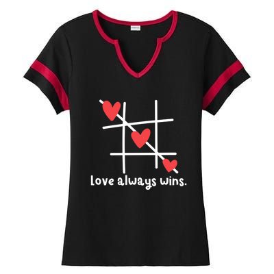 Love Always Wins Inspirational Quote For Believer Of Love Gift Ladies Halftime Notch Neck Tee