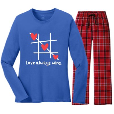 Love Always Wins Inspirational Quote For Believer Of Love Gift Women's Long Sleeve Flannel Pajama Set 