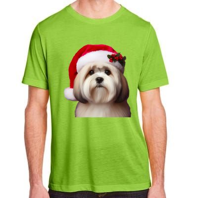 Lhasa Apso With Santa Hat Christmas Dog Owner Lover Mom Dad Gift Adult ChromaSoft Performance T-Shirt