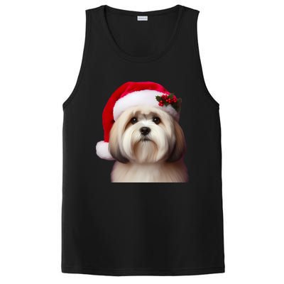 Lhasa Apso With Santa Hat Christmas Dog Owner Lover Mom Dad Gift PosiCharge Competitor Tank