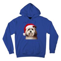 Lhasa Apso With Santa Hat Christmas Dog Owner Lover Mom Dad Gift Hoodie