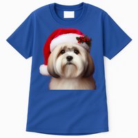 Lhasa Apso With Santa Hat Christmas Dog Owner Lover Mom Dad Gift Tall T-Shirt