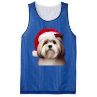 Lhasa Apso With Santa Hat Christmas Dog Owner Lover Mom Dad Gift Mesh Reversible Basketball Jersey Tank