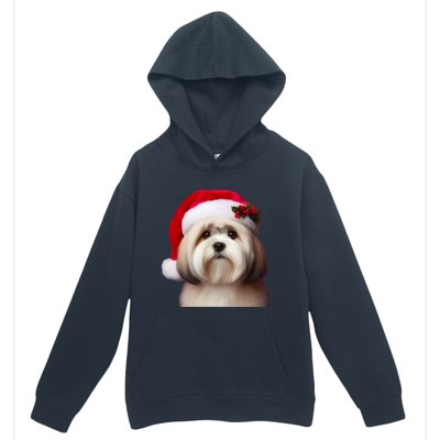 Lhasa Apso With Santa Hat Christmas Dog Owner Lover Mom Dad Gift Urban Pullover Hoodie