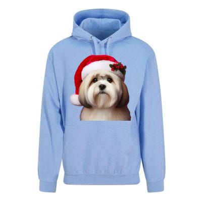 Lhasa Apso With Santa Hat Christmas Dog Owner Lover Mom Dad Gift Unisex Surf Hoodie