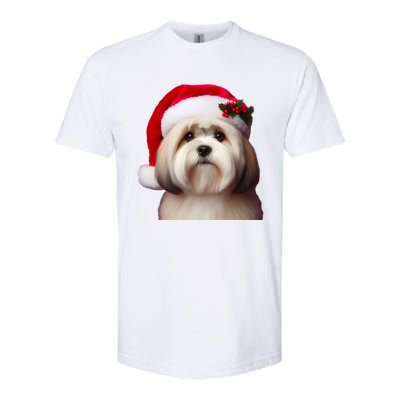 Lhasa Apso With Santa Hat Christmas Dog Owner Lover Mom Dad Gift Softstyle CVC T-Shirt