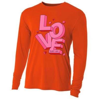 Love Always Wins Modern Valentine Pink Gift Cooling Performance Long Sleeve Crew