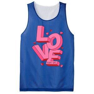 Love Always Wins Modern Valentine Pink Gift Mesh Reversible Basketball Jersey Tank