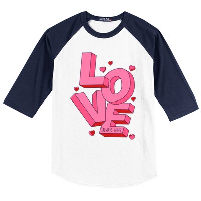 Love Always Wins Modern Valentine Pink Gift Baseball Sleeve Shirt