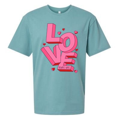 Love Always Wins Modern Valentine Pink Gift Sueded Cloud Jersey T-Shirt