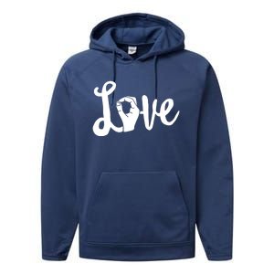 Love Always Wins Gift Asl Gift Teacher Deaf Awareness Gift Performance Fleece Hoodie