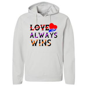 Love Always Wins Valentines Day Tees For Valentine Gift Performance Fleece Hoodie