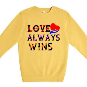 Love Always Wins Valentines Day Tees For Valentine Gift Premium Crewneck Sweatshirt