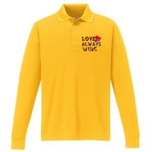 Love Always Wins Valentines Day Tees For Valentine Gift Performance Long Sleeve Polo