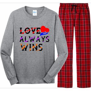 Love Always Wins Valentines Day Tees For Valentine Gift Long Sleeve Pajama Set