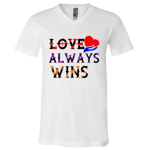 Love Always Wins Valentines Day Tees For Valentine Gift V-Neck T-Shirt