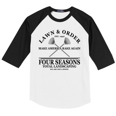 Lawn & Order Make America Rake Again Four Seasons Total Landscaping Baseball Sleeve Shirt