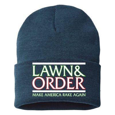 Lawn And Order Make America Rake Again Sustainable Knit Beanie