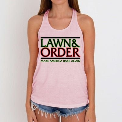 Lawn And Order Make America Rake Again Women's Knotted Racerback Tank