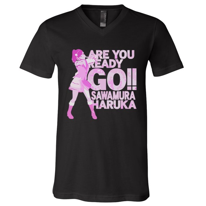 Limited Are You Ready Go Sawamura Haruka V-Neck T-Shirt