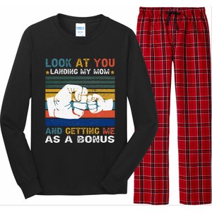 Look At You Landing My Mom Getting Me As A Bonus Funny Dad Long Sleeve Pajama Set