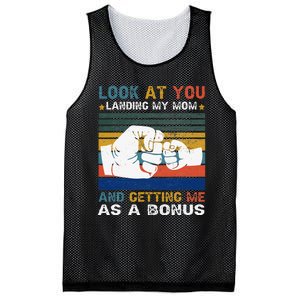 Look At You Landing My Mom Getting Me As A Bonus Funny Dad Mesh Reversible Basketball Jersey Tank