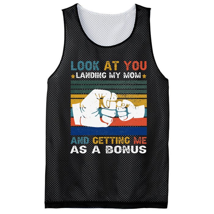 Look At You Landing My Mom Getting Me As A Bonus Funny Dad Mesh Reversible Basketball Jersey Tank