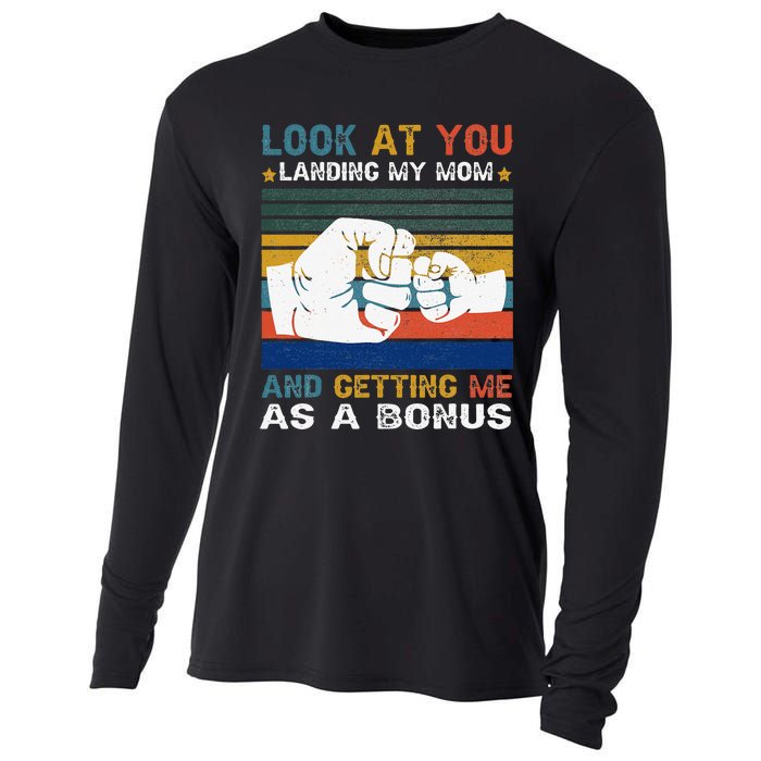 Look At You Landing My Mom Getting Me As A Bonus Funny Dad Cooling Performance Long Sleeve Crew