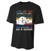 Look At You Landing My Mom Getting Me As A Bonus Funny Dad Performance Sprint T-Shirt