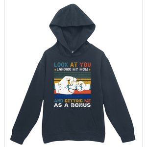 Look At You Landing My Mom Getting Me As A Bonus Funny Dad Urban Pullover Hoodie