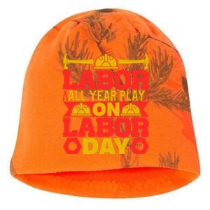 Labor All Year Play On Labor Day Gift Plumber Kati - Camo Knit Beanie