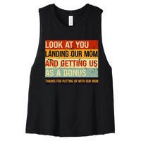 Look At You Landing Our Mom And Getting Us As A Bonus Women's Racerback Cropped Tank