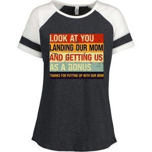 Look At You Landing Our Mom And Getting Us As A Bonus Enza Ladies Jersey Colorblock Tee