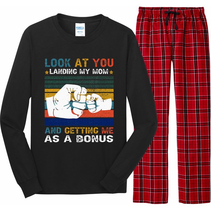 Look At You Landing My Mom Getting Me As A Bonus Funny Dad Long Sleeve Pajama Set