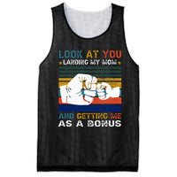 Look At You Landing My Mom Getting Me As A Bonus Funny Dad Mesh Reversible Basketball Jersey Tank