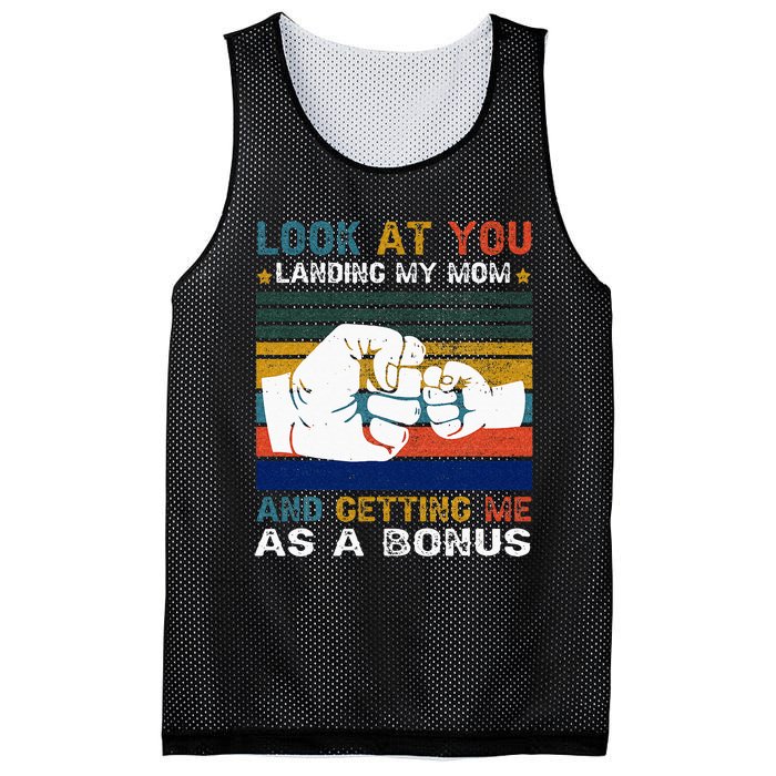 Look At You Landing My Mom Getting Me As A Bonus Funny Dad Mesh Reversible Basketball Jersey Tank